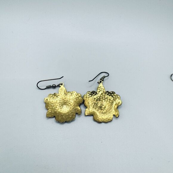 Vintage Earrings Cloisonne Enamel 2 Pair Lot Flower Shape & Teardrop Shape - Picture 3 of 5